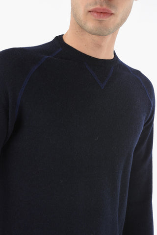 Crew Neck Visible Stitching Wool Sweater