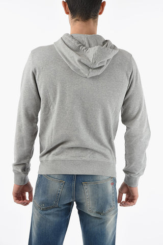 Solid Color Sweatshirt with Hood and Zip Closure