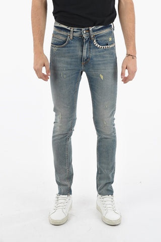 Raw Cut Ankles Slim Fit Jeans 15cm