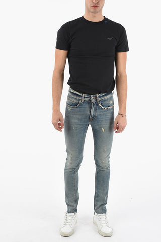 Raw Cut Ankles Slim Fit Jeans 15cm