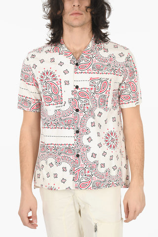 Bandana Print Short Sleeved Shirt With Pockets