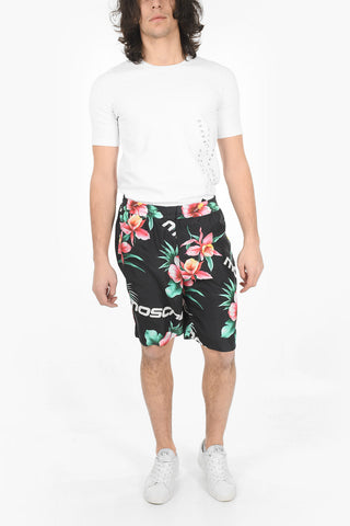 Silk Shorts With Floreal Print And Drawstring