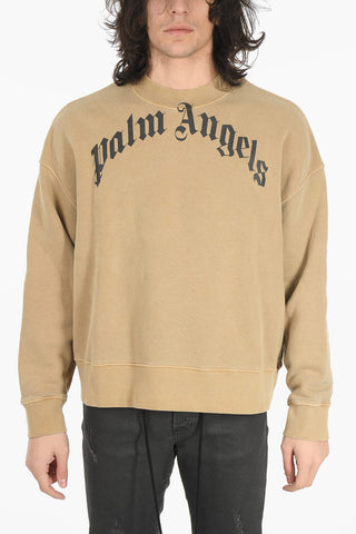 Crew Neck CURVED LOGO Brushed Cotton Sweatshirt