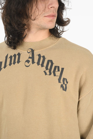Crew Neck CURVED LOGO Brushed Cotton Sweatshirt