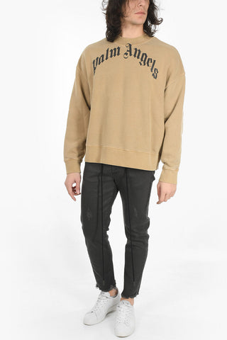 Crew Neck CURVED LOGO Brushed Cotton Sweatshirt