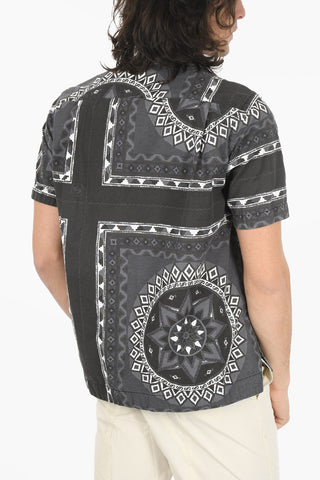 Bandana Print Short Sleeved Shirt With Pockets