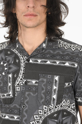 Bandana Print Short Sleeved Shirt With Pockets