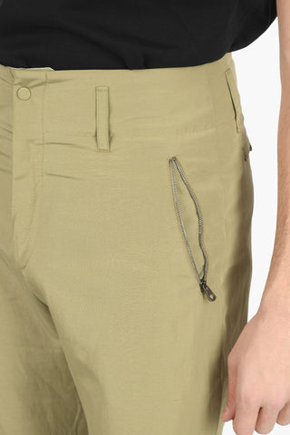 Linen Blend Pants With Cuffed Ankles