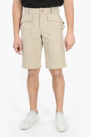 Wool Cargo Shorts with Rolled-up Hems