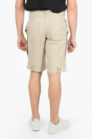 Wool Cargo Shorts with Rolled-up Hems
