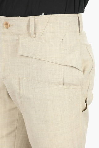 Wool Cargo Shorts with Rolled-up Hems