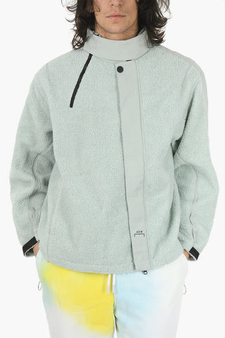 Textured-fleeced BIAS Bomber Jacket with Off-center Button Closure