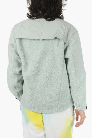 Textured-fleeced BIAS Bomber Jacket with Off-center Button Closure