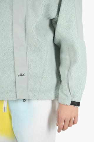 Textured-fleeced BIAS Bomber Jacket with Off-center Button Closure