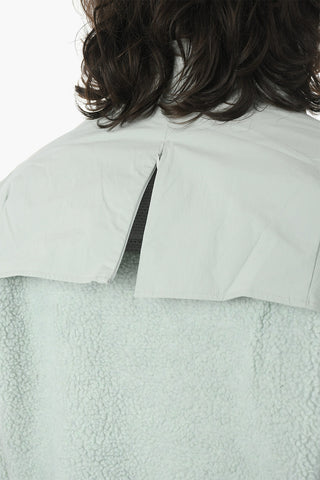 Textured-fleeced BIAS Bomber Jacket with Off-center Button Closure