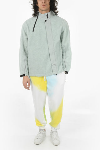 Textured-fleeced BIAS Bomber Jacket with Off-center Button Closure