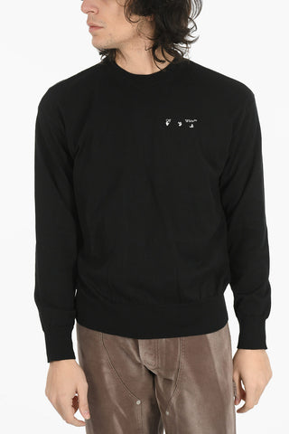 Cut-Out Detail OW LOGO Cotton Sweater