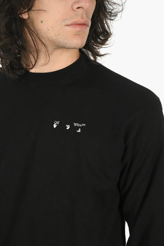 Cut-Out Detail OW LOGO Cotton Sweater