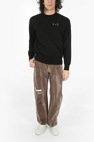 Cut-Out Detail OW LOGO Cotton Sweater