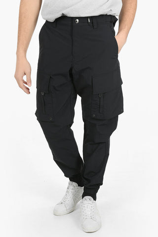 Nylon-blend Cargo Pants with Adjustable Waist