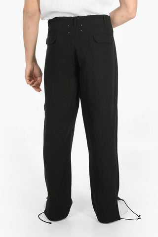 MM10 Linen and Viscose Pants with Drawstrings