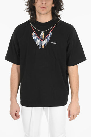 T-Shirt Oversized DOUBLE CHAIN FEATHERS in Cotone 