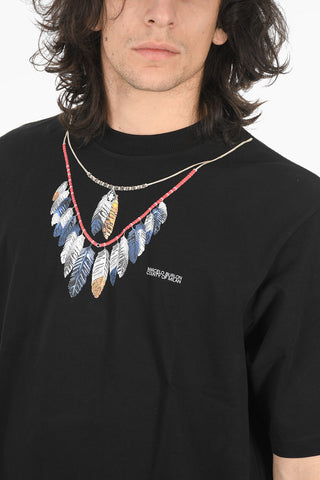 T-Shirt Oversized DOUBLE CHAIN FEATHERS in Cotone 