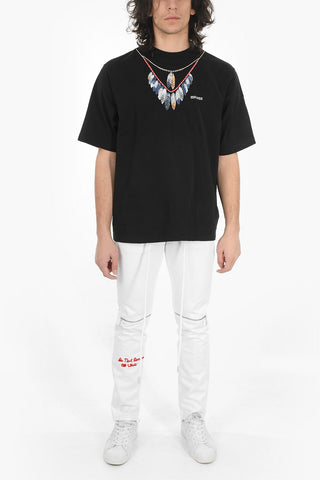 T-Shirt Oversized DOUBLE CHAIN FEATHERS in Cotone 