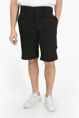 Virgin-wool Cargo Shorts with Rolled-up Hems