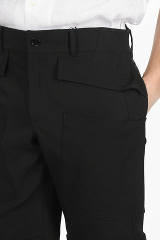 Virgin-wool Cargo Shorts with Rolled-up Hems