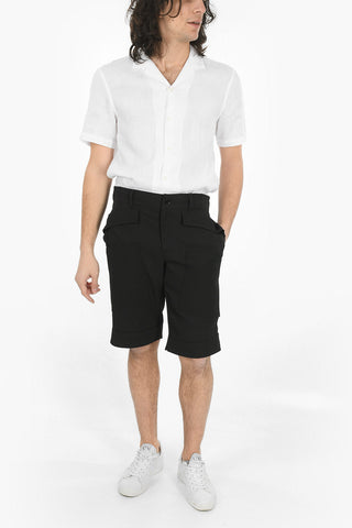 Virgin-wool Cargo Shorts with Rolled-up Hems