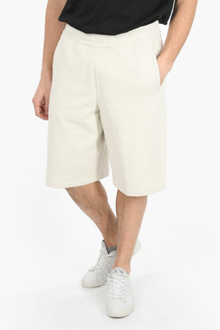 Brushed-cotton Jogger Shorts with Debossed Lettering Logo