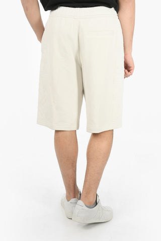 Brushed-cotton Jogger Shorts with Debossed Lettering Logo