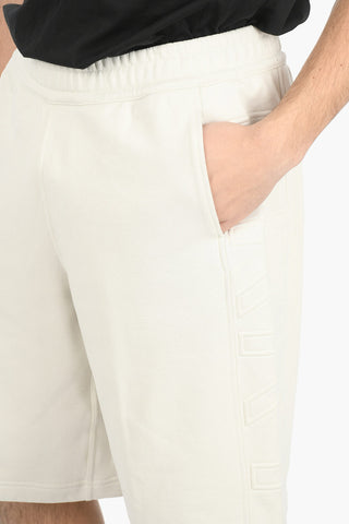 Brushed-cotton Jogger Shorts with Debossed Lettering Logo