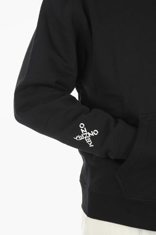 Brushed-cotton Hoodie with KENZO CROSS Print