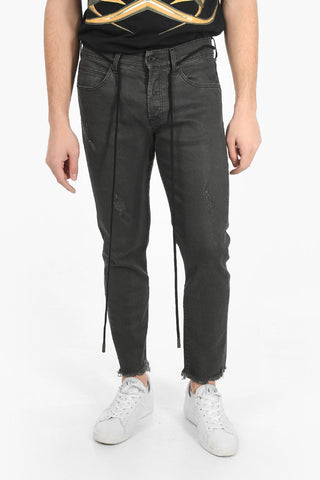 Raw Cut-edged M&F Cropped Fit Coated Denims