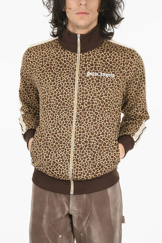 Front Zipped LEOPARD JACQUARD Mock Neck Sweatshirt