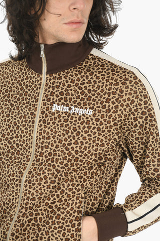 Front Zipped LEOPARD JACQUARD Mock Neck Sweatshirt
