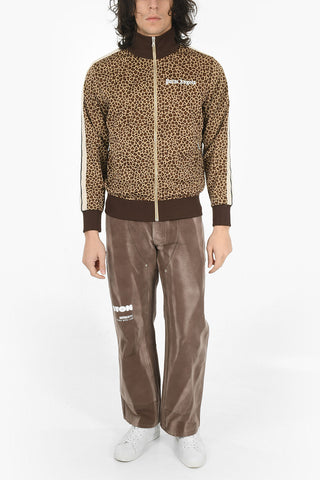 Front Zipped LEOPARD JACQUARD Mock Neck Sweatshirt