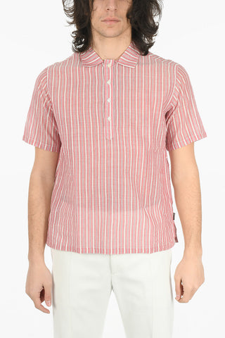 Camicia A Maniche Corte Con Stampa A Righe E Tasche