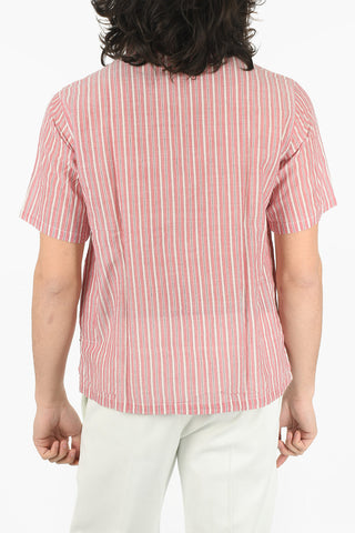 Camicia A Maniche Corte Con Stampa A Righe E Tasche