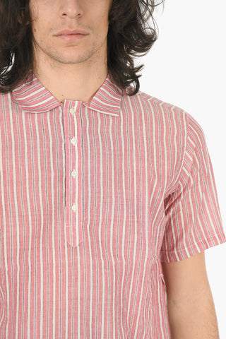 Camicia A Maniche Corte Con Stampa A Righe E Tasche