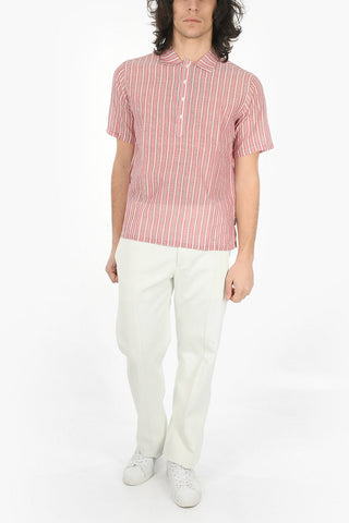 Camicia A Maniche Corte Con Stampa A Righe E Tasche