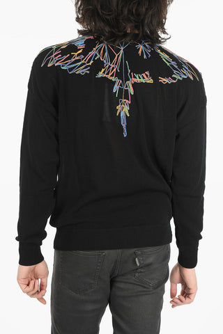 Crew Neck WINGS Embroidered Cotton Sweater