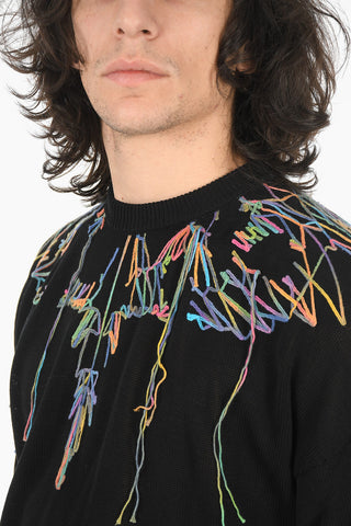 Crew Neck WINGS Embroidered Cotton Sweater
