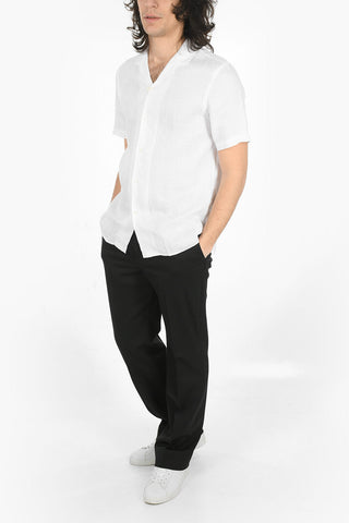 Camicia Baker Lino M/ C Tinto Capo