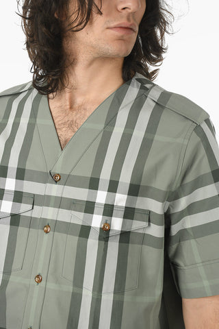 Camicia a Maniche Corte BASILDON in Tartan con Scollo a V