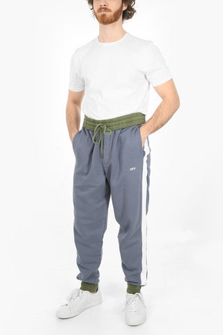 Contrasting Bands Fleece Cotton Sweatpants