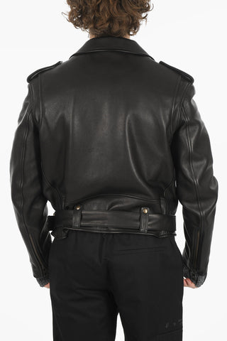 Giubbotto Biker in Pelle con Cintura
