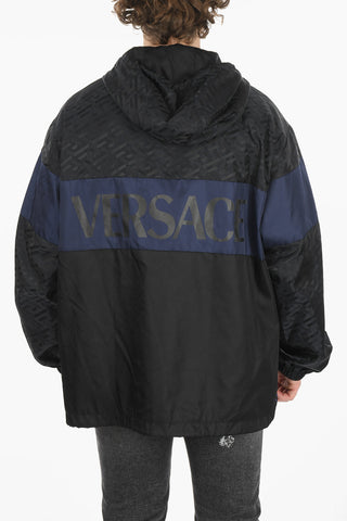 Printed Windbreaker With Hidden Hood